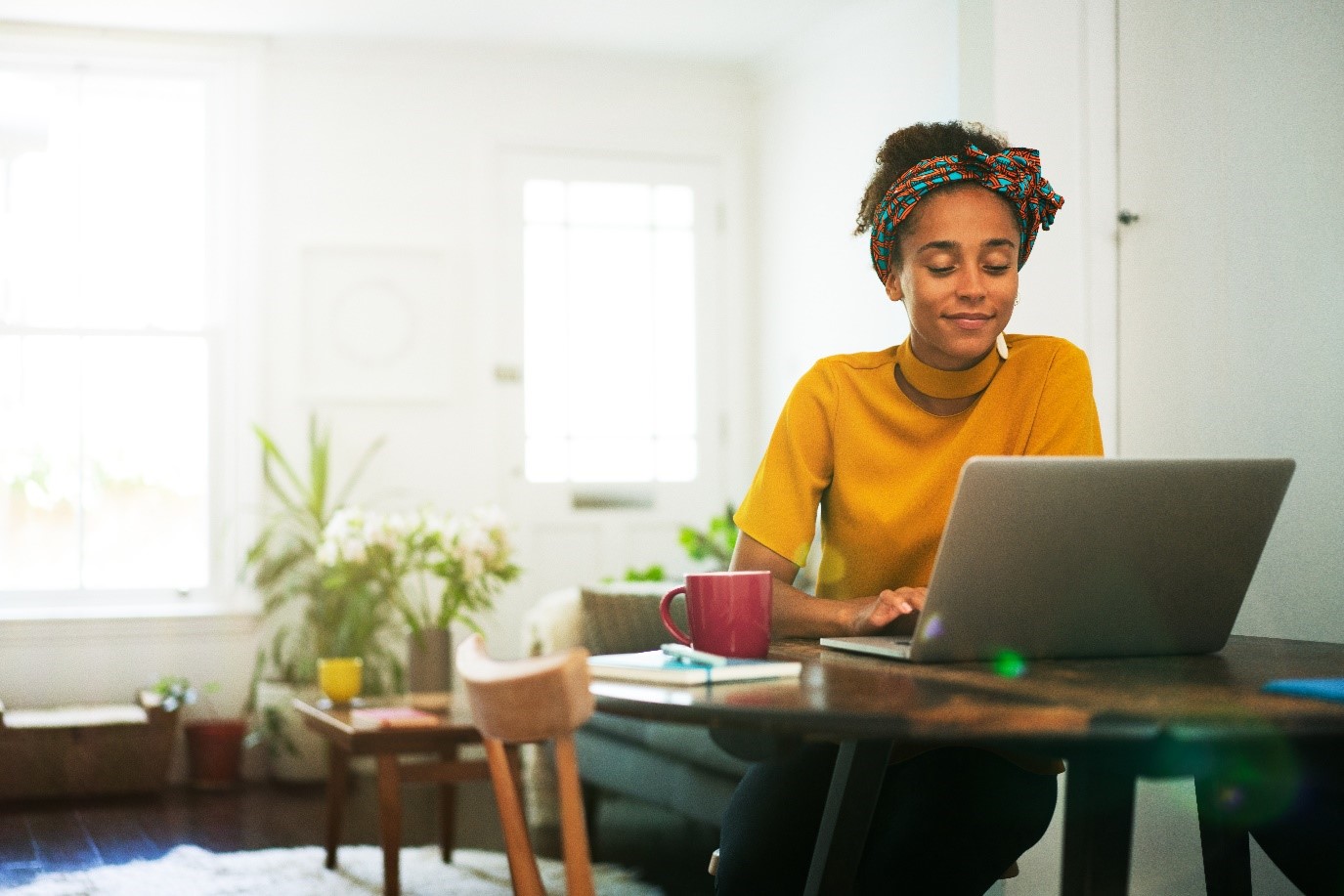 woman working on her computer